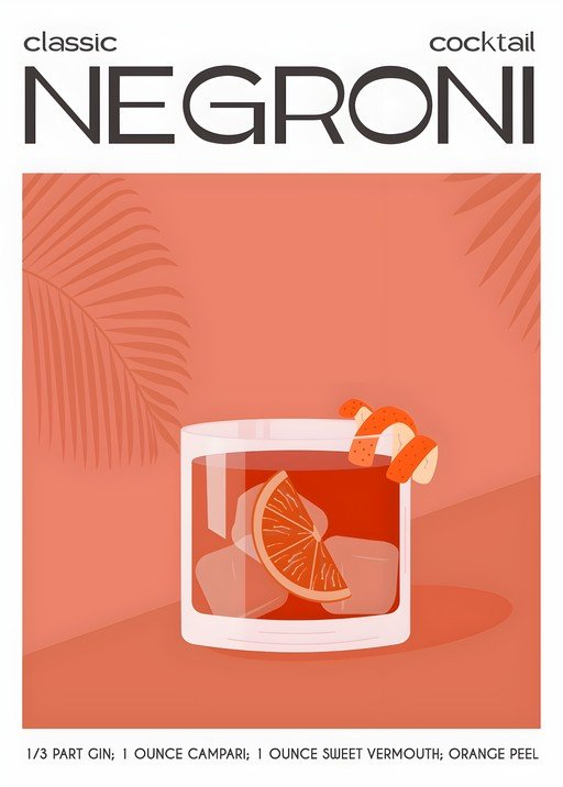 Classic Negroni Cocktail Recipe Poster