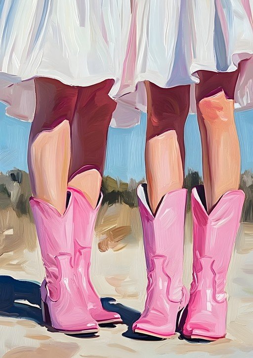 Pink Cowboy Boots and Flowy Skirt