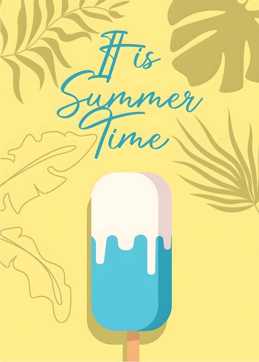 Summer Time Ice Cream and Tropical Leaves