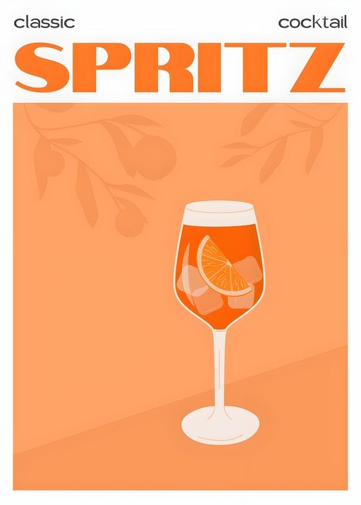 Classic Spritz Cocktail with Orange Slice and Ice