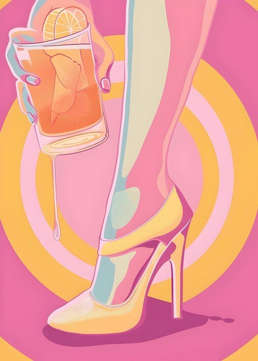 Stylish Woman's Leg in High Heel with Cocktail
