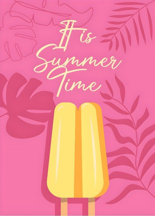 Summer Time Popsicle and Tropical Leaves