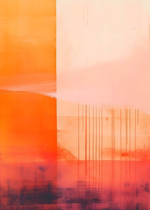 Abstract Orange and Pink Gradient with Vertical Lines
