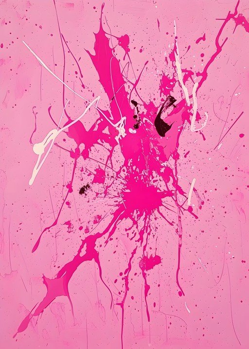 Abstract Pink Paint Splatter Art
