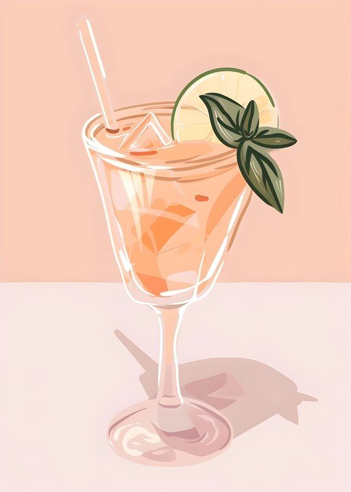 Refreshing Peach Cocktail with Lime and Mint