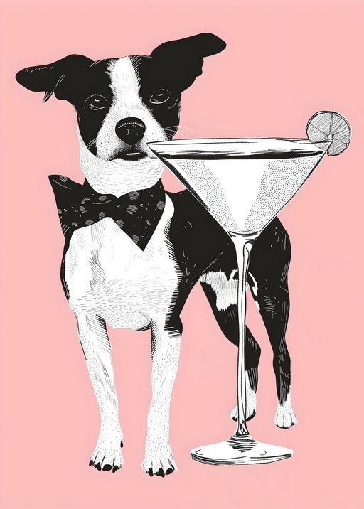 Dapper Dog with Martini