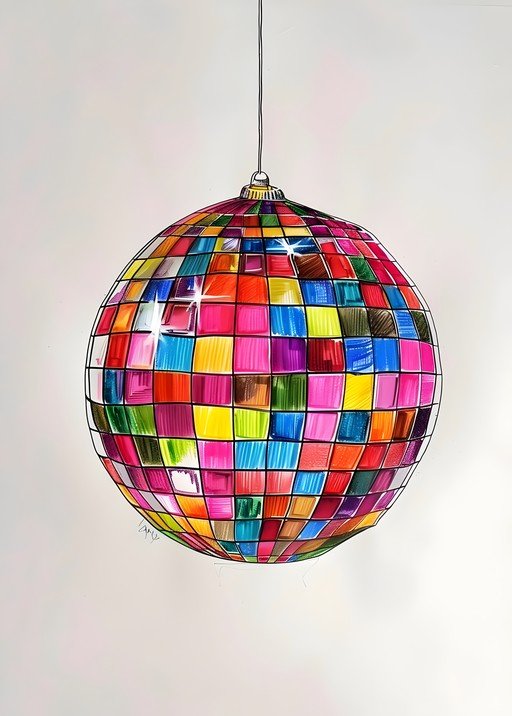 Vibrant Disco Ball Illustration