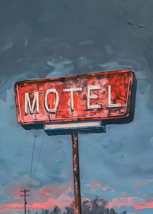 Retro Motel Sign at Dusk