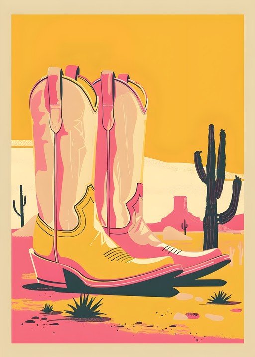 Cowboy Boots in Desert Landscape