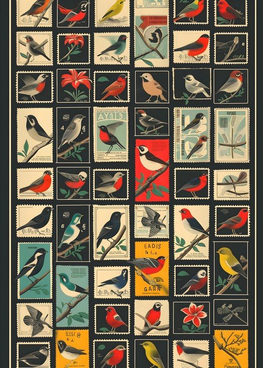 Vintage Bird Stamp Collection