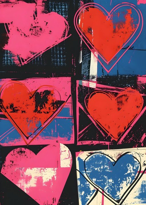 Pop Art Hearts: A Vibrant Collage of Love Symbols