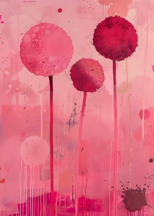 Abstract Pink Floral Artwork