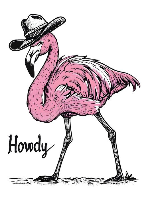 Flamingo in Cowboy Hat