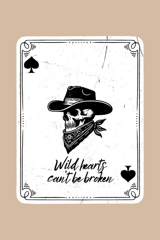 Cowboy Skull Playing Card with Inspirational Quote