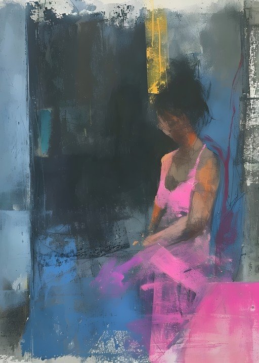 Abstract Portrait of a Woman in Pink