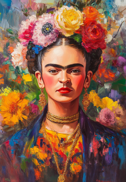 Frida Kahlo Portrait with Floral Headdress