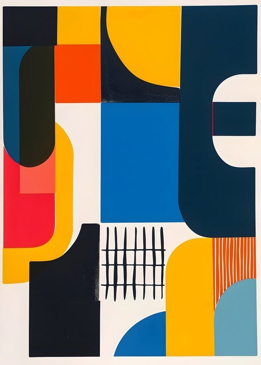 Abstract Geometric Composition in Bold Colors
