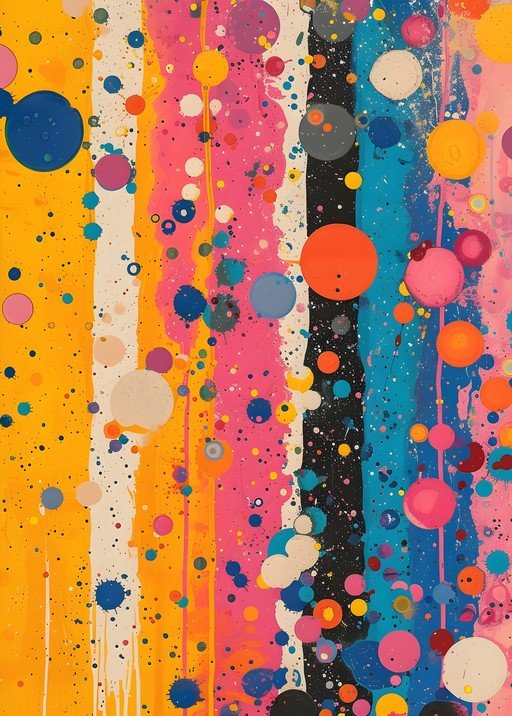 Vibrant Abstract Splatter Painting with Circles