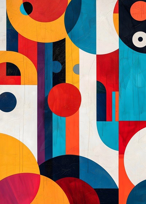 Abstract Geometric Composition with Bold Colors