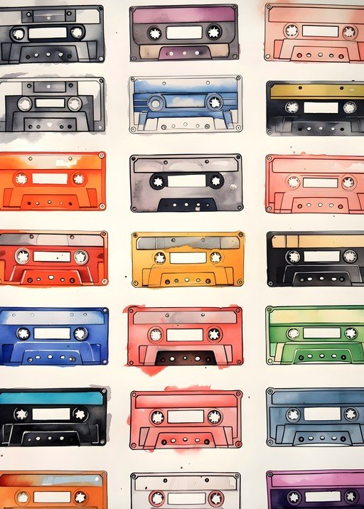 Watercolor Cassette Tape Collection