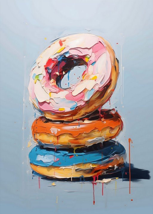 Impressionist Stack of Colorful Donuts
