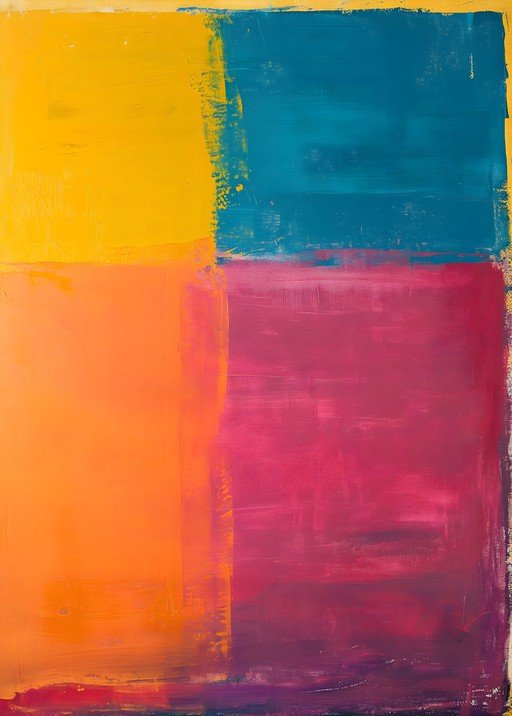 Abstract Geometric Painting with Vibrant Color Blocks