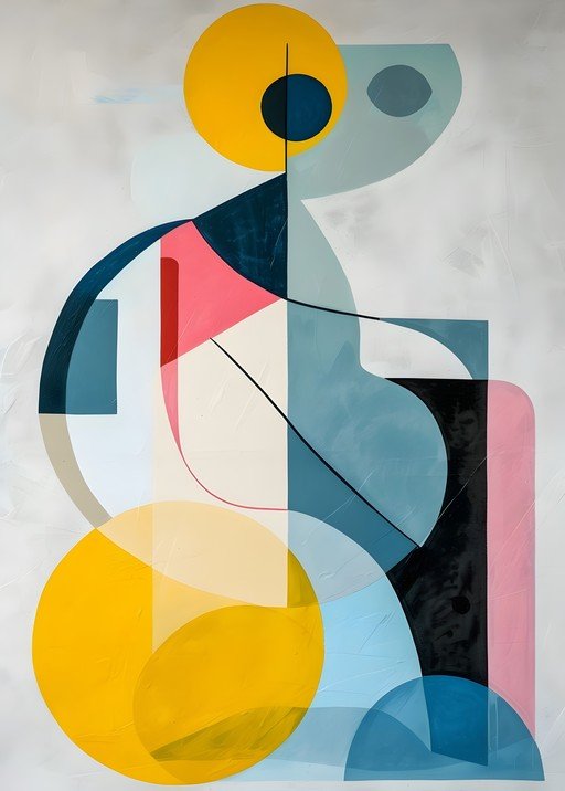 Abstract Geometric Composition with Circles and Shapes