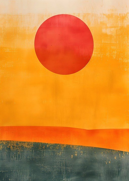 Abstract Sun and Landscape Painting