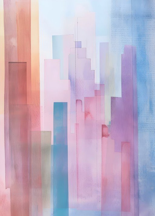Abstract Cityscape with Soft Pastels
