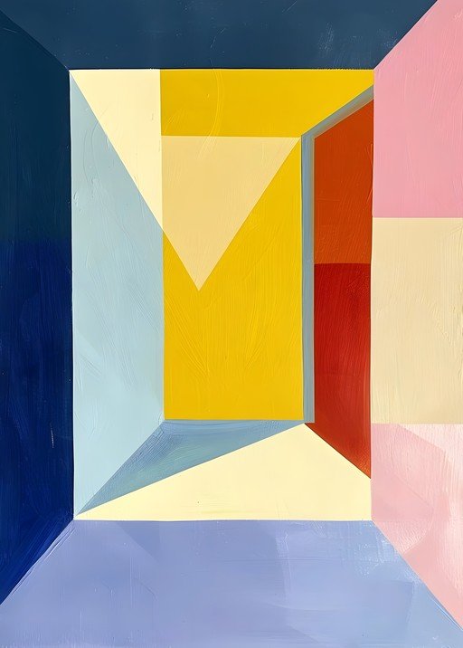 Abstract Geometric Composition in Bold Colors
