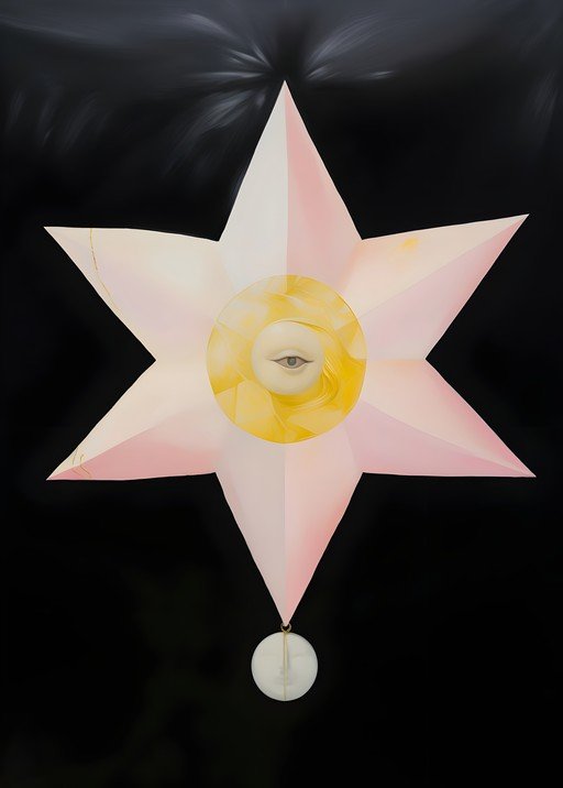 Surreal Star with Eye and Face Pendant