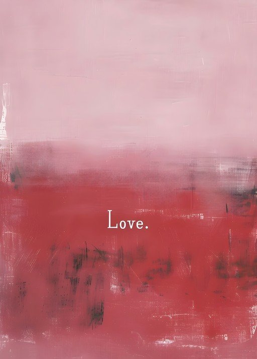 Abstract Love Painting with Textured Red and Pink Hues
