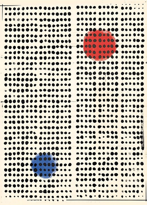 Abstract Dot Pattern with Red and Blue Circles
