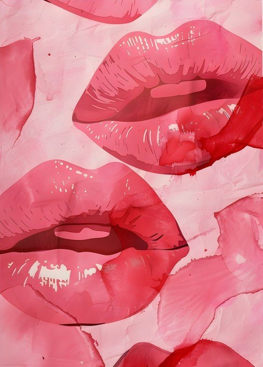 Abstract Pink Lips Art