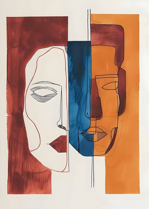 Abstract Dual Portrait Art