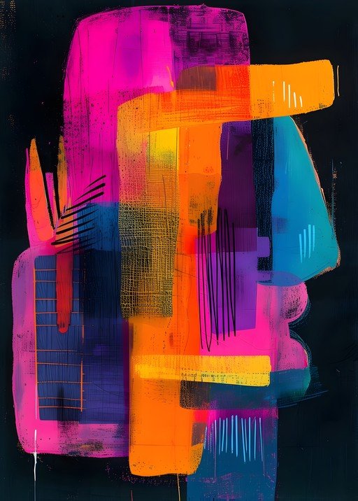 Vibrant Abstract Composition with Bold Geometric Shapes