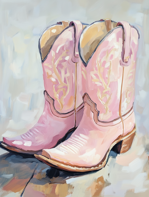Pink Cowboy Boots Painting