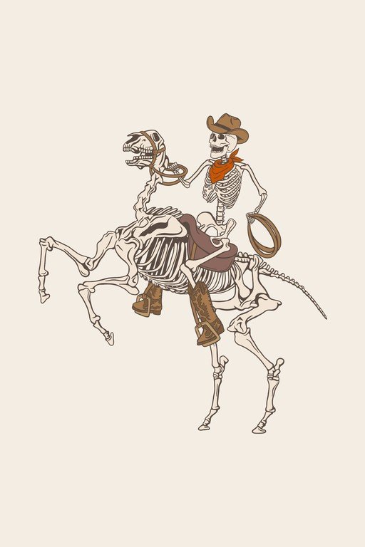 Skeleton Cowboy Riding a Skeleton Horse