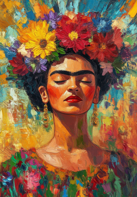 Frida Kahlo Portrait with Floral Headdress