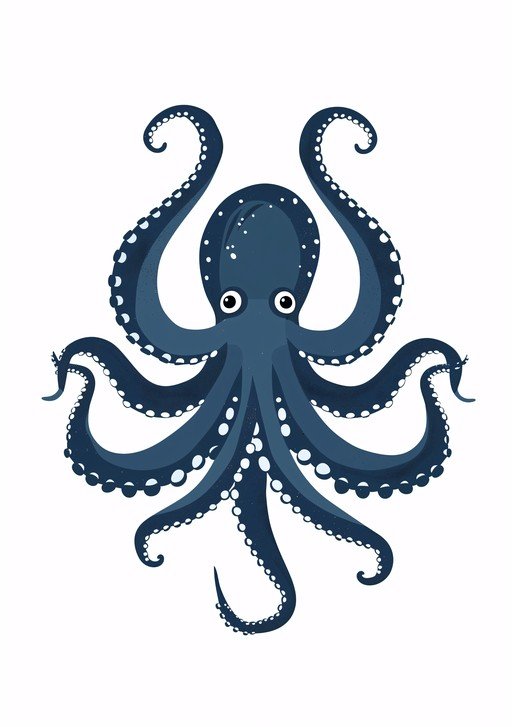 Stylized Blue Octopus Illustration