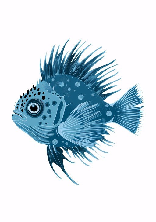 Illustration of a Spiky Blue Fish