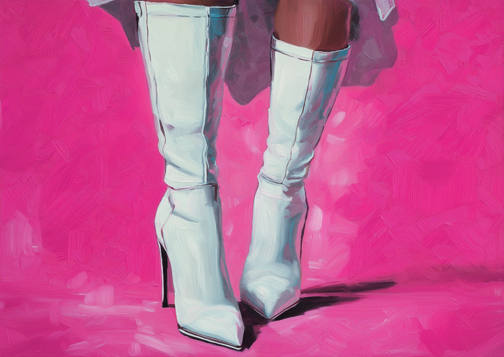 White Boots on Pink Background