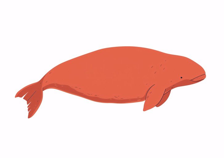 Stylized Red Whale Illustration
