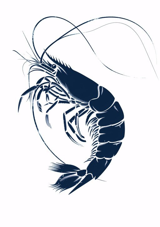 Elegant Dark Blue Shrimp Illustration
