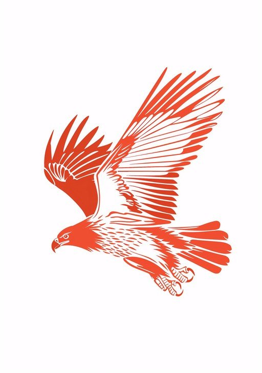 Stylized Red Hawk in Flight
