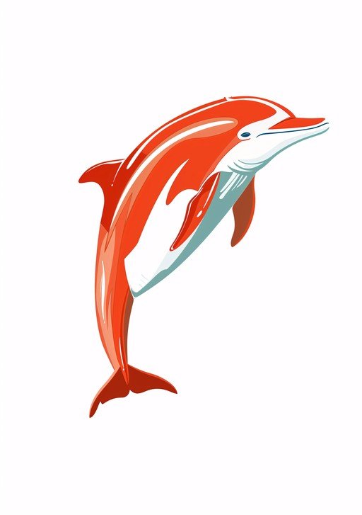 Vibrant Red Dolphin Leaping