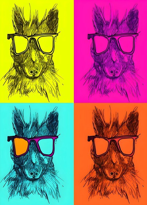 Pop Art Dog Portrait with Sunglasses