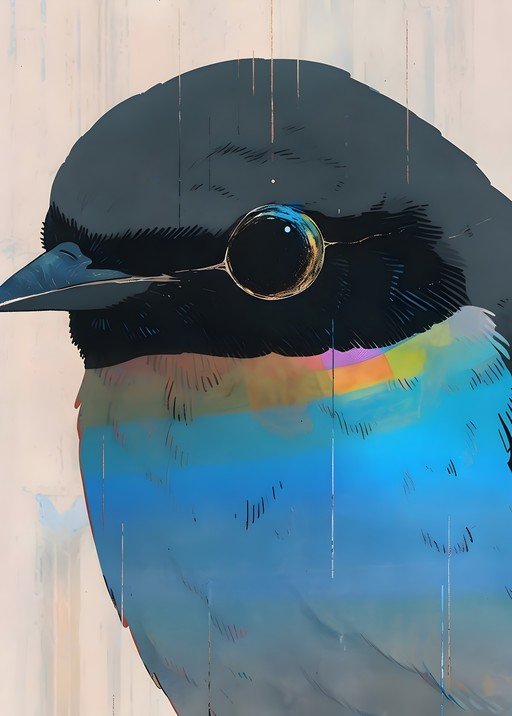 Close-up of a Stylized Bird with Vibrant Colors