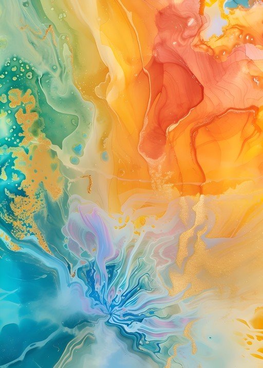 Abstract Swirls of Color and Gold