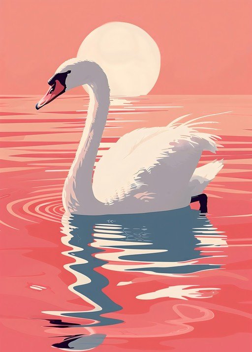 Serene Swan in Pink Sunset Waters